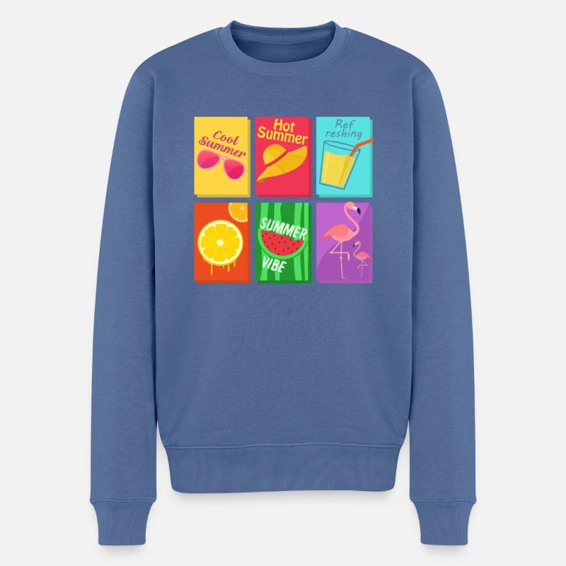 Sommer - Männer Premium Bio Pullover - Taubenblau