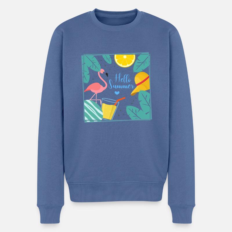 Sommer - Männer Premium Bio Pullover - Taubenblau