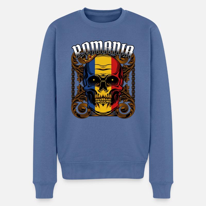 Rumänischer Totenkopf Rumänien Bukarest Geschenk - Männer Premium Bio Pullover - Taubenblau