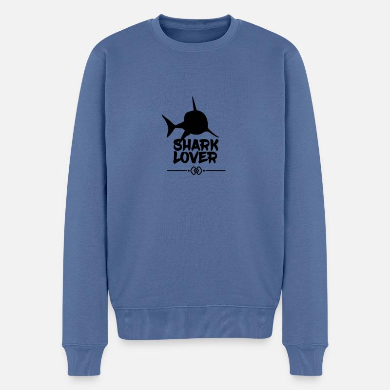 Shark lover ... Hai liebhaber - Männer Premium Bio Pullover - Taubenblau