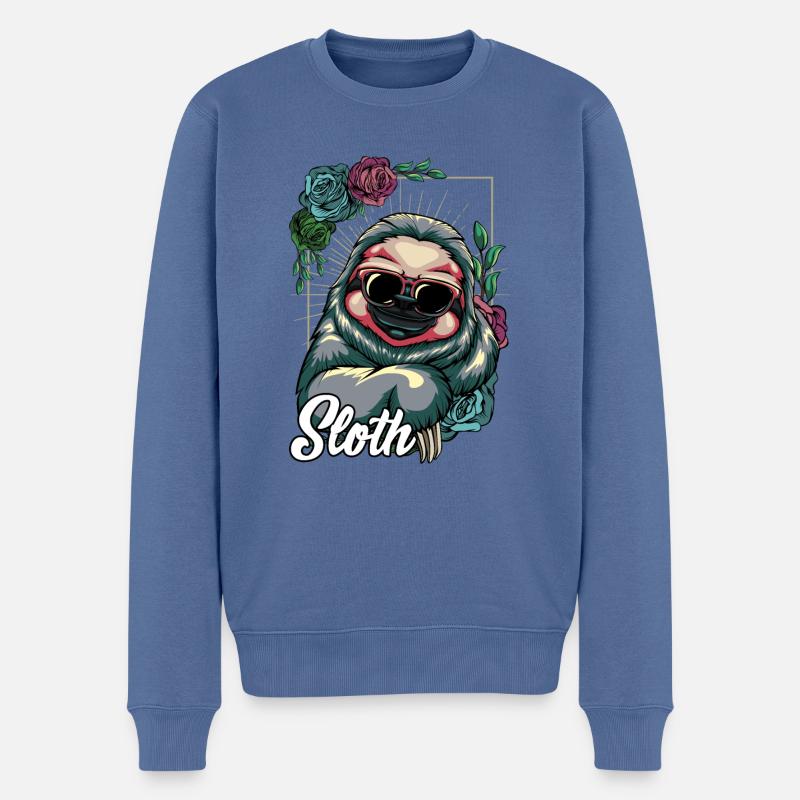 Cool Faultier Chill Sonnenbrille Tierwelt Geschenk - Männer Premium Bio Pullover - Taubenblau