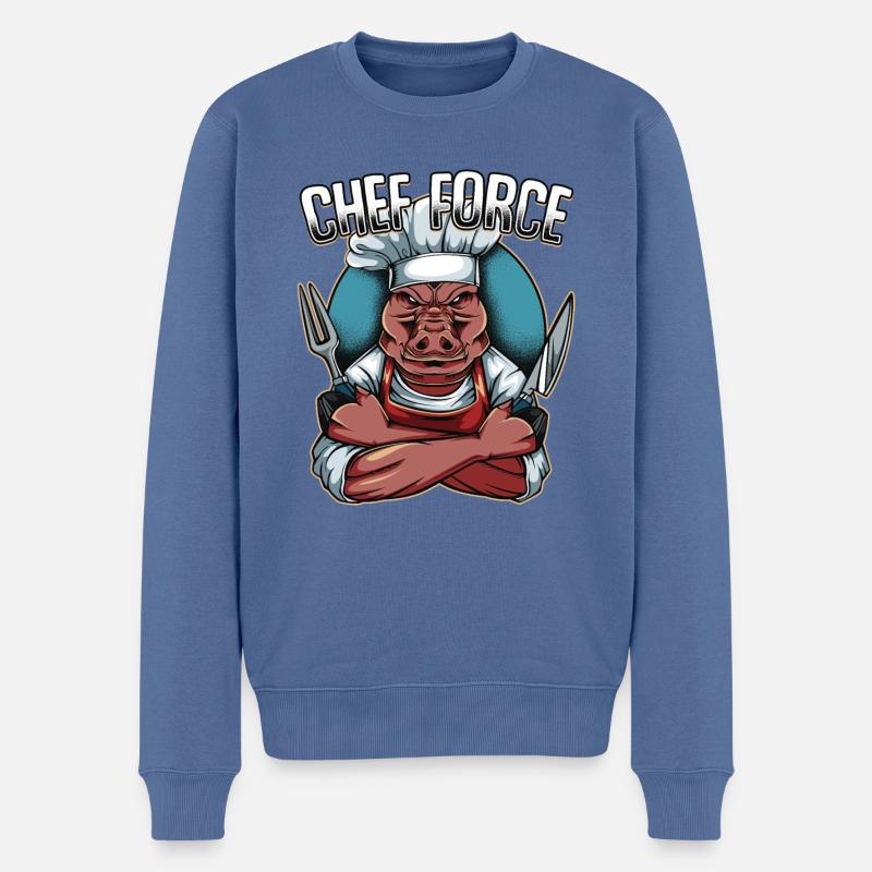 Couteau de cuisine chef sanglier - Pull Premium bio Homme - bleu pigeon