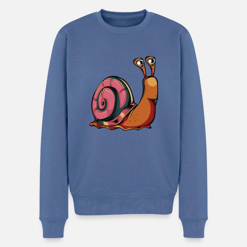 Comic Schnecke - Männer Premium Bio Pullover - Taubenblau
