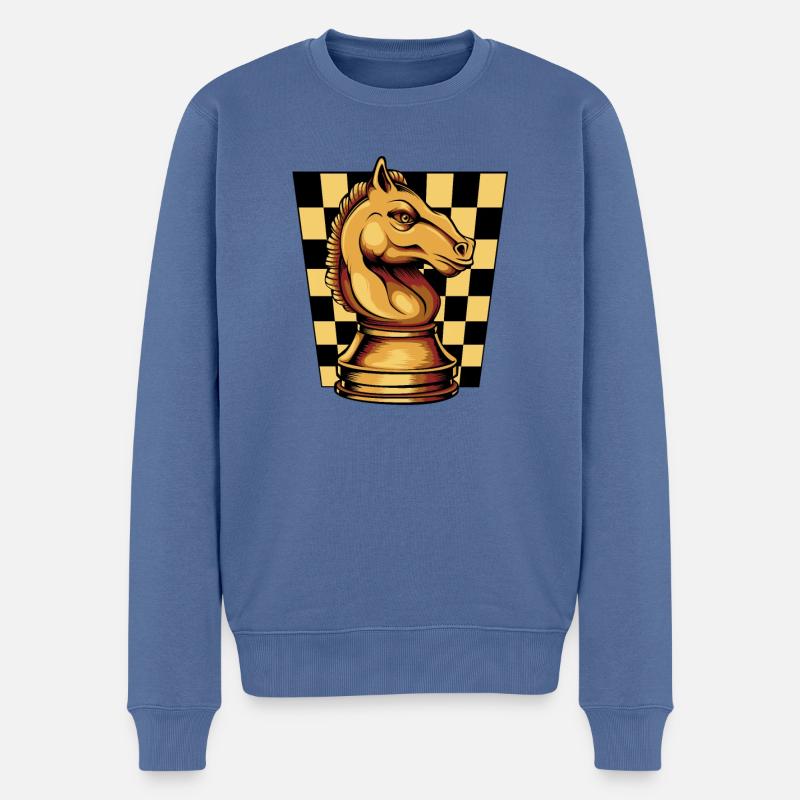 Schach Springer Schachbrett Schachfigur - Männer Premium Bio Pullover - Taubenblau