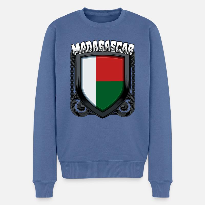 Blason malgache, une idée cadeau malgache à Madagascar - Pull Premium bio Homme - bleu pigeon