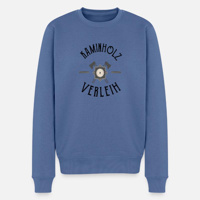 Kaminholz Verleih Feuerholz Vermietung Geschenk - Männer Premium Bio Pullover - Taubenblau