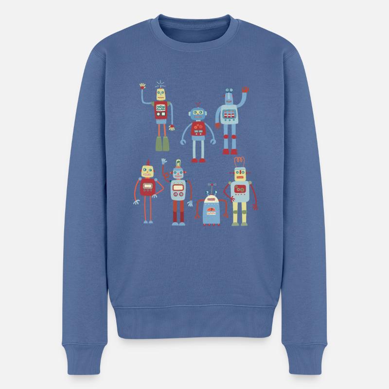 Roboter - Männer Premium Bio Pullover - Taubenblau