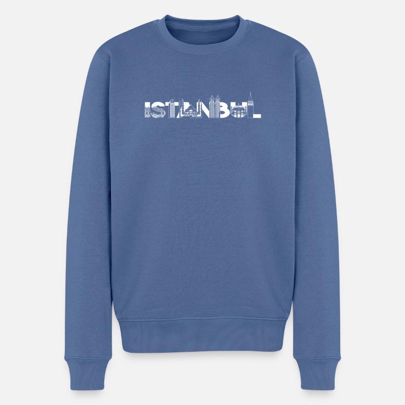 Istanbul Skyline Shirt - Männer Premium Bio Pullover - Taubenblau