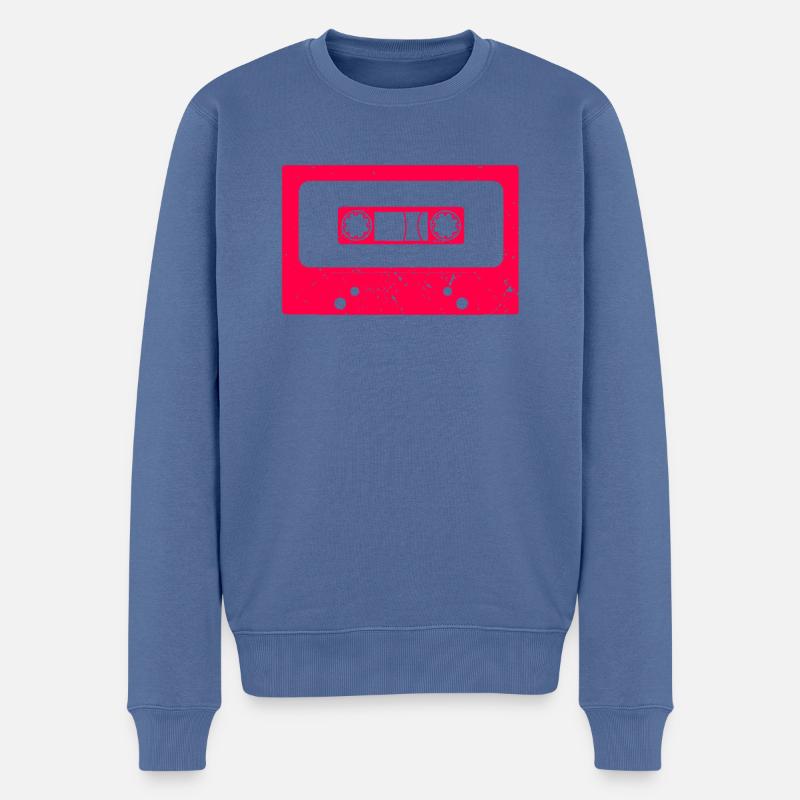 Kassette - Männer Premium Bio Pullover - Taubenblau