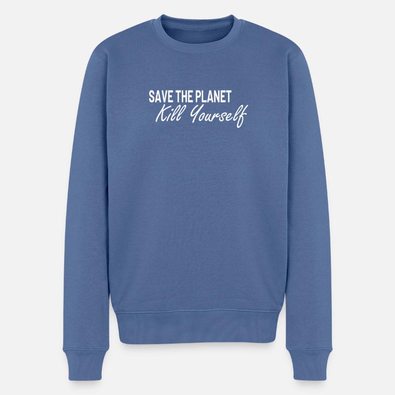 Sauvez la planète tuez-vous - Pull Premium bio Homme - bleu pigeon