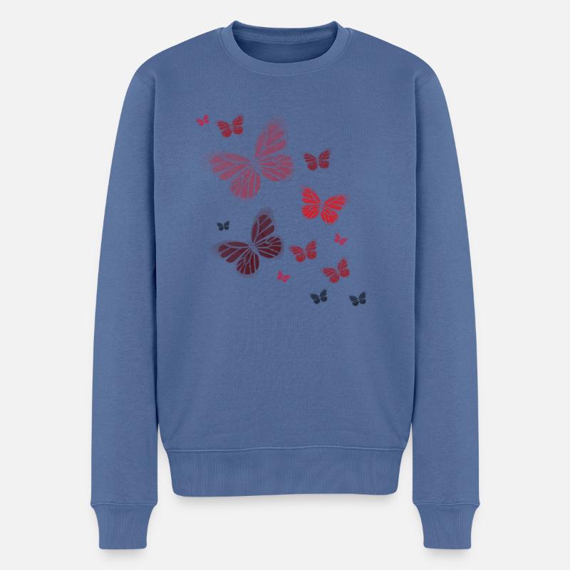 Schmetterling Schmetterling Butterfly Kinder - Männer Premium Bio Pullover - Taubenblau