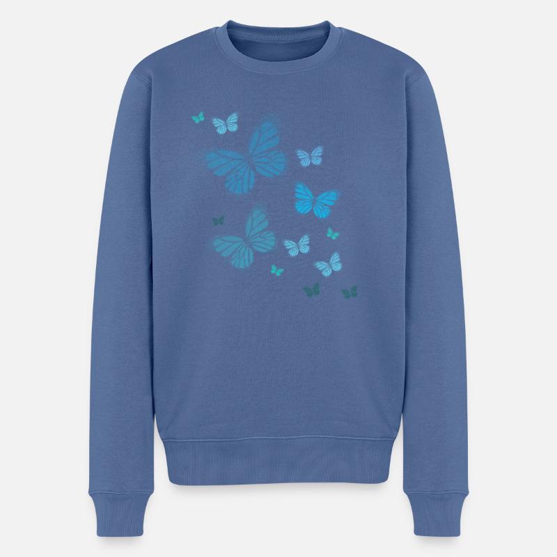 Schmetterling Schmetterling Butterfly Kinder - Männer Premium Bio Pullover - Taubenblau