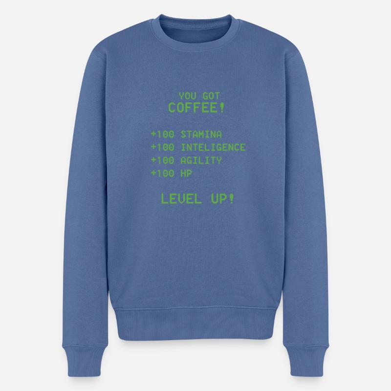 RPG-Spieler Kaffee Level-Up-Spiel - Männer Premium Bio Pullover - Taubenblau