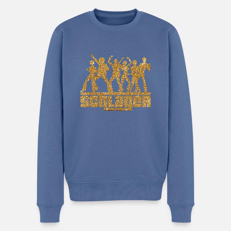 Schlager - Männer Premium Bio Pullover - Taubenblau