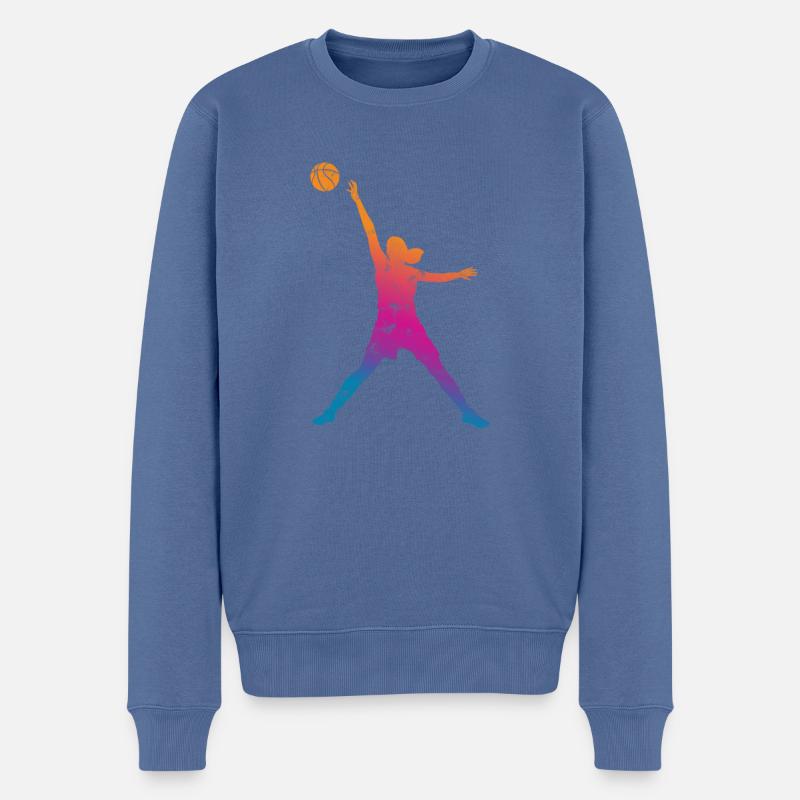 basketball Frauen silhouette retro - Männer Premium Bio Pullover - Taubenblau