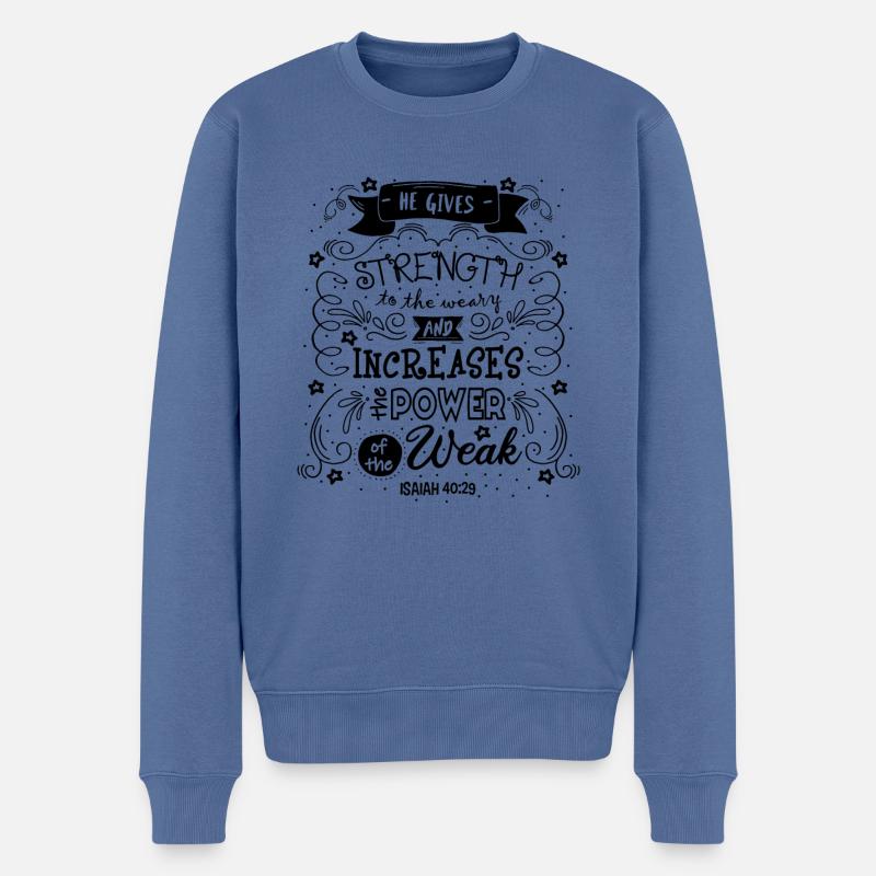 Bibel & Christliche Geschenke - Männer Premium Bio Pullover - Taubenblau