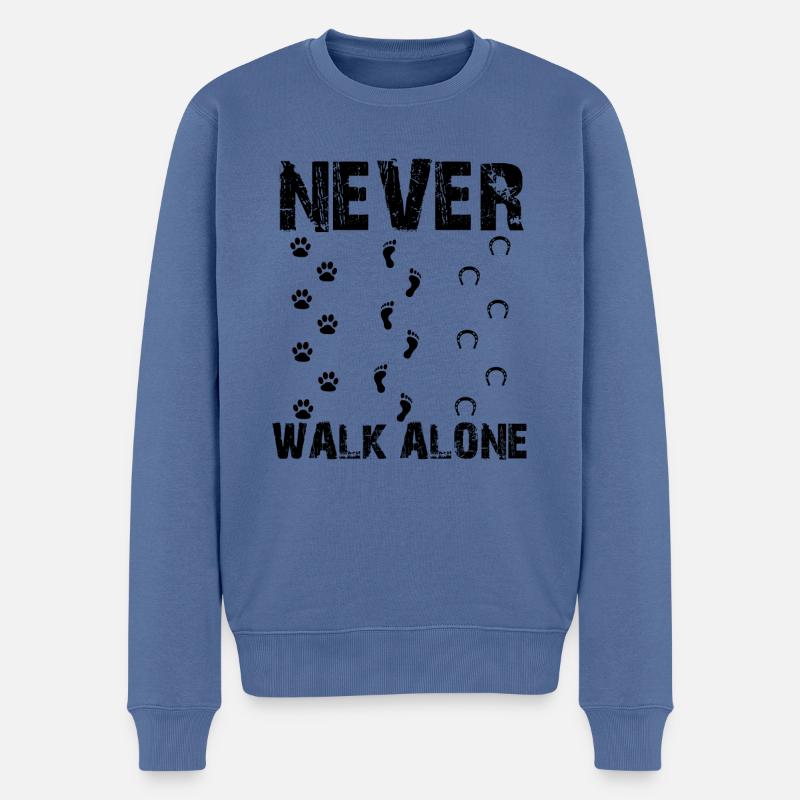 Never Walk Alone - Pull Premium bio Homme - bleu pigeon