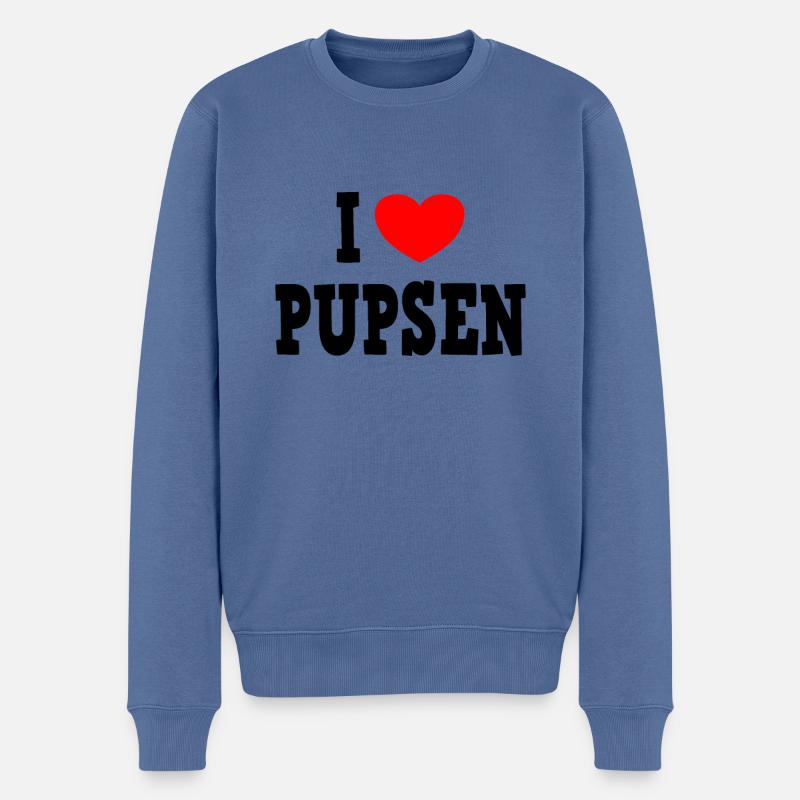 I LOVE PUPSEN - Furzen Blähungen - Männer Premium Bio Pullover - Taubenblau