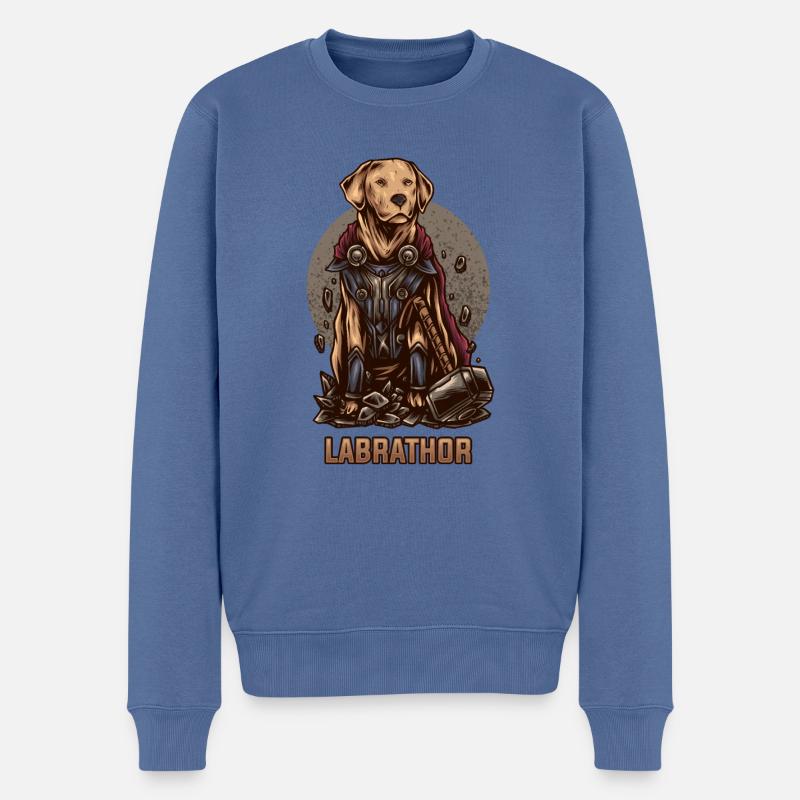 Labrathor Labrador Labby - Pull Premium bio Homme - bleu pigeon