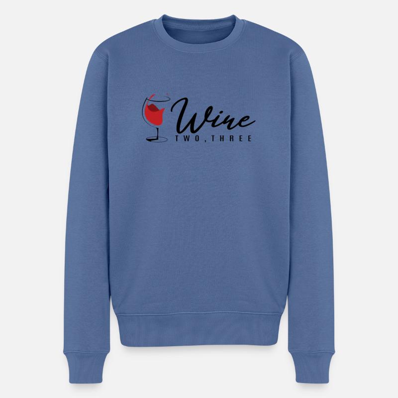 Wine two three , Wein Winzer - Männer Premium Bio Pullover - Taubenblau