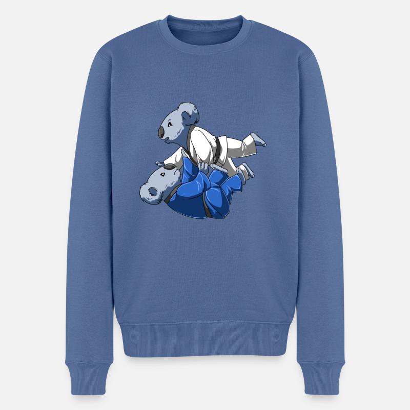 Roll Koala au BJJ - Pull Premium bio Homme - bleu pigeon