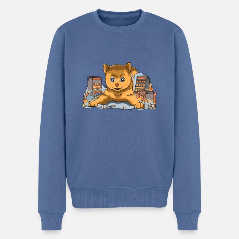 Catzilla - Funny Kaiju Monster Cat - Pull Premium bio Homme - bleu pigeon
