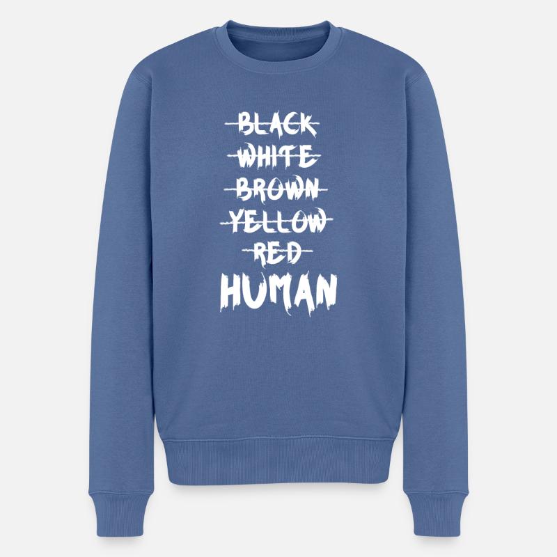 Black White Brown Yellow Red Human Anit Rassismus - Männer Premium Bio Pullover - Taubenblau