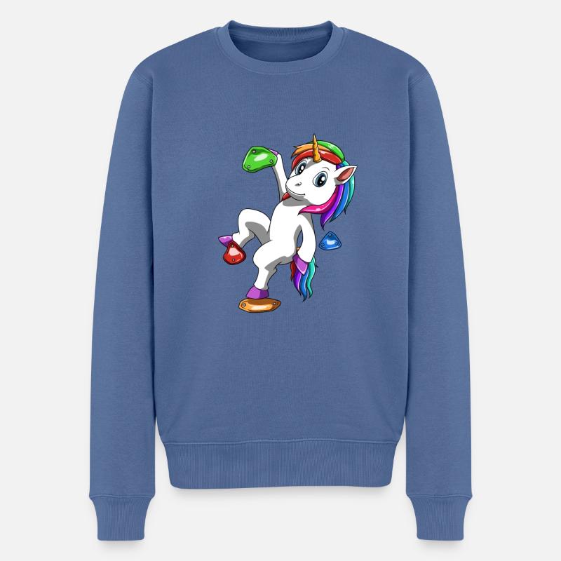 Boulder Einhorn - Climbing Unicorn - Männer Premium Bio Pullover - Taubenblau