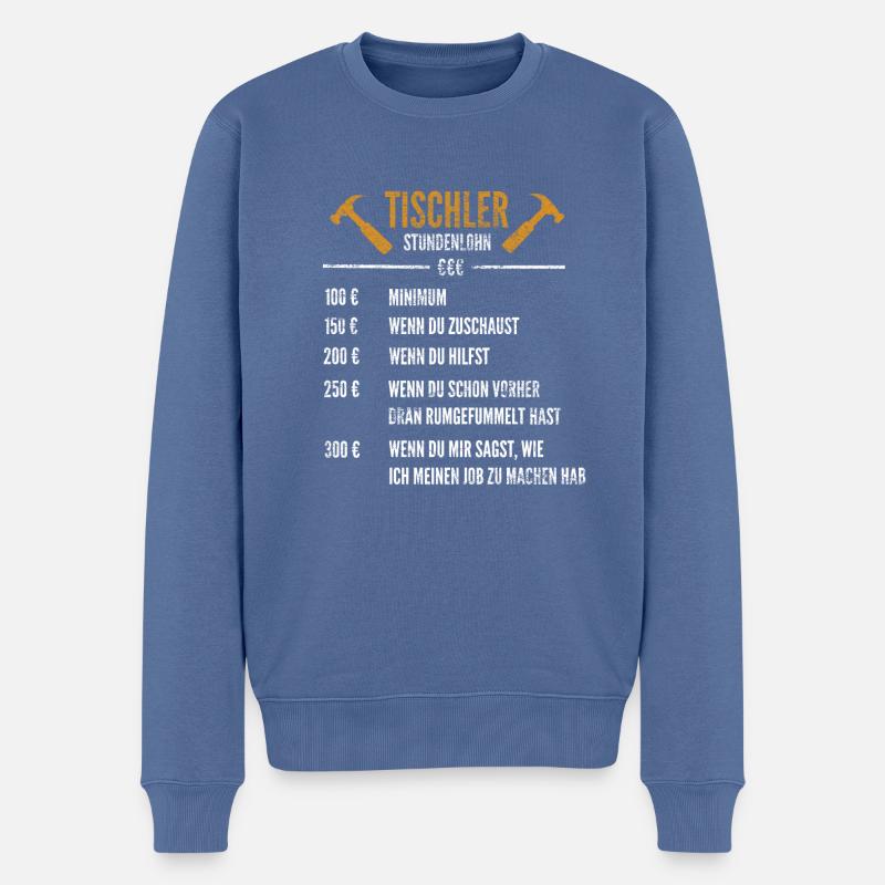 Stundenlohn | Tischler - Männer Premium Bio Pullover - Taubenblau