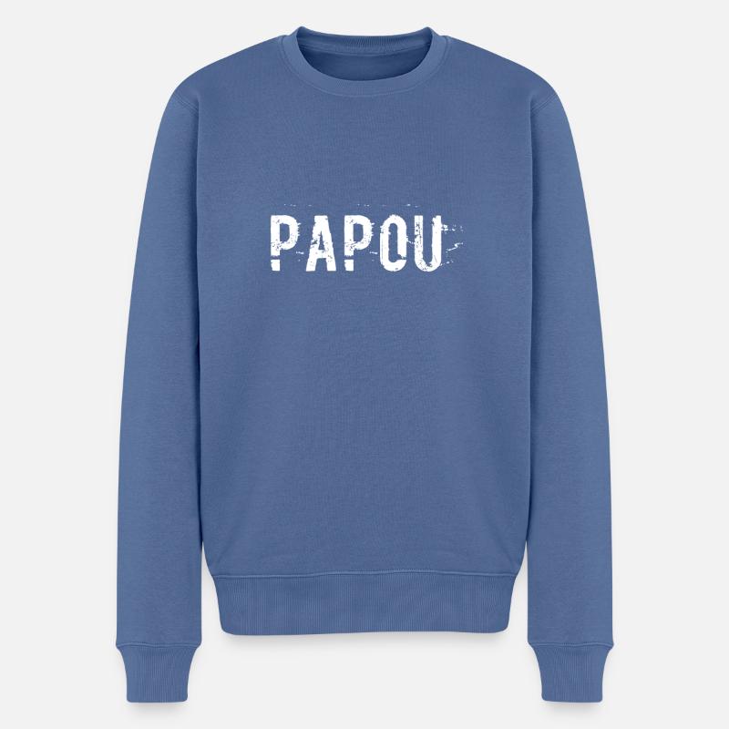 papou - Pull Premium bio Homme - bleu pigeon