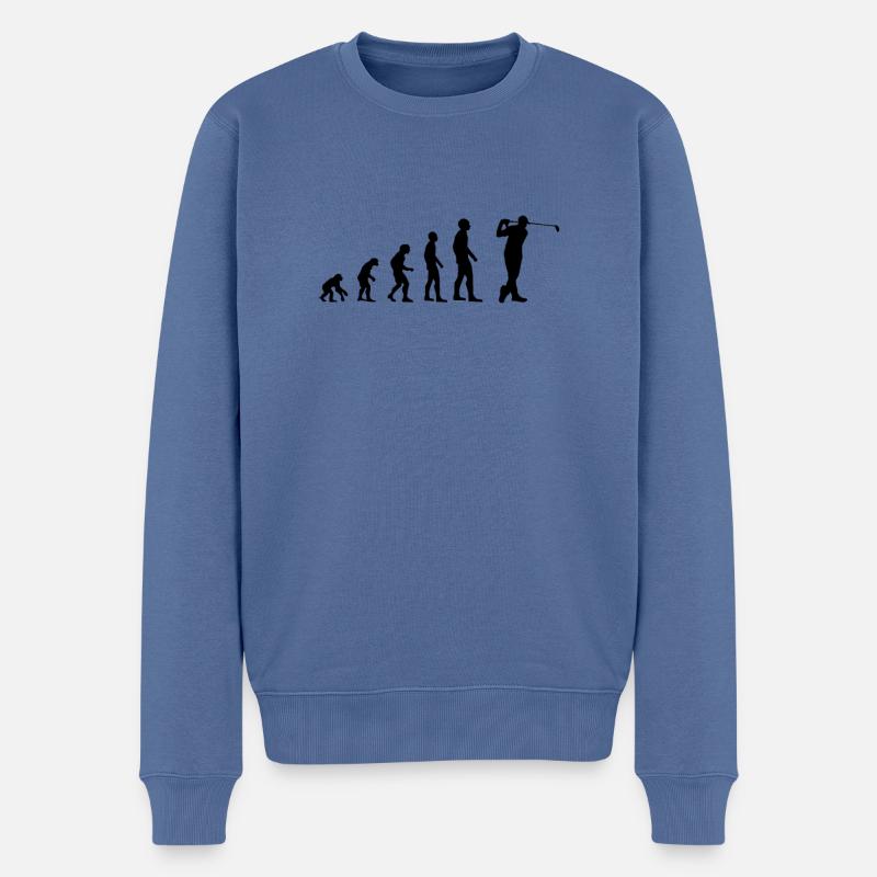 Golf Evolution de l’homme golfeur - Pull Premium bio Homme - bleu pigeon