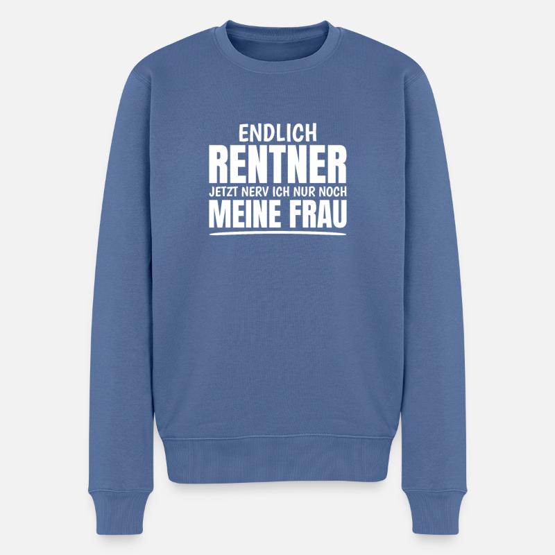 Endlich Rentner Ruhestand Lustige Rente Sprüche - Männer Premium Bio Pullover - Taubenblau