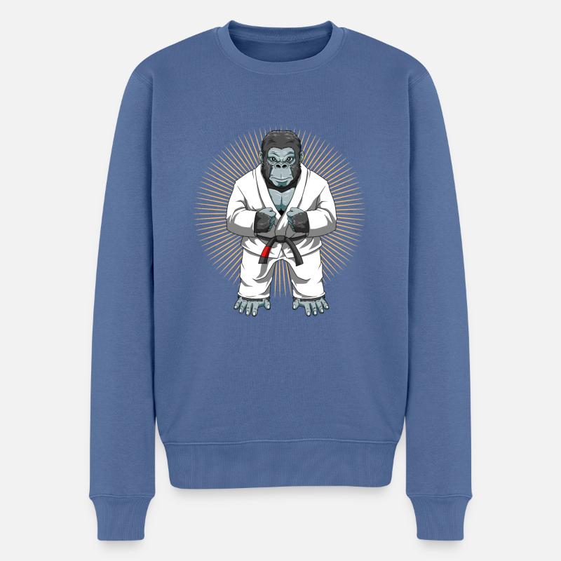 Gorilla im BJJ Gi - Jiu Jitsu - Männer Premium Bio Pullover - Taubenblau