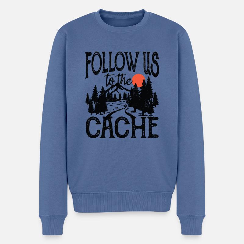 Suivez-nous dans le cache - Pull Premium bio Homme - bleu pigeon