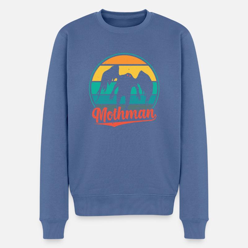 Mothman mit Motte - Männer Premium Bio Pullover - Taubenblau