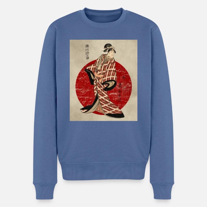 Japanese Geisha - Männer Premium Bio Pullover - Taubenblau