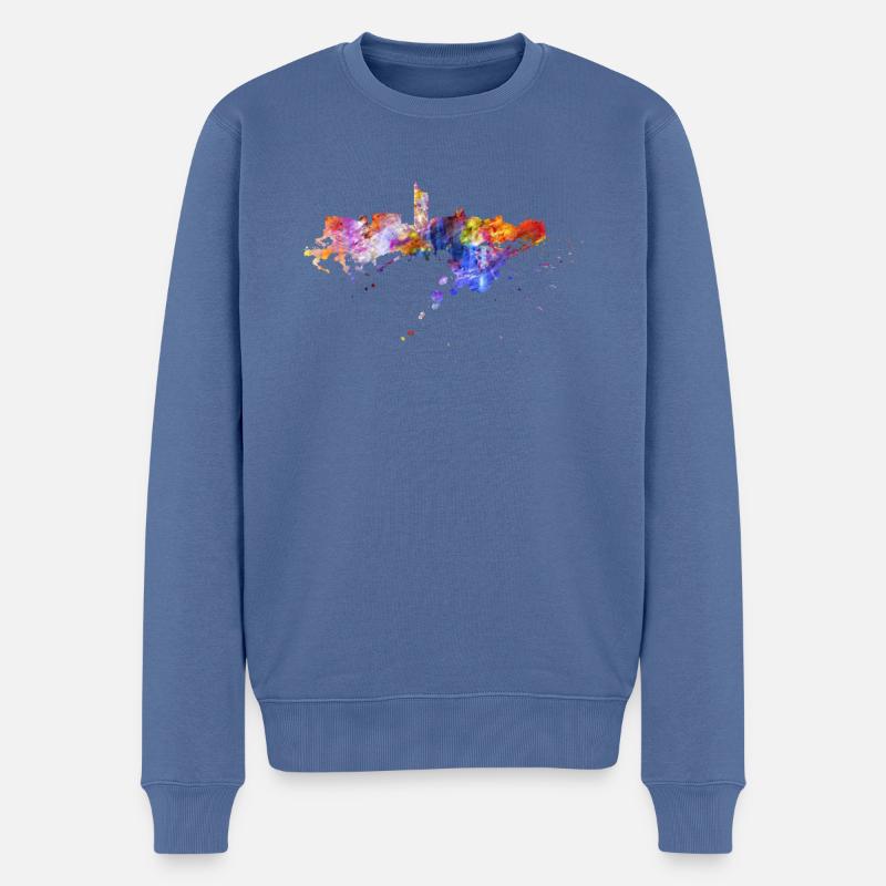 Leipzig Sachsen Messestadt Deutschland Skyline - Männer Premium Bio Pullover - Taubenblau