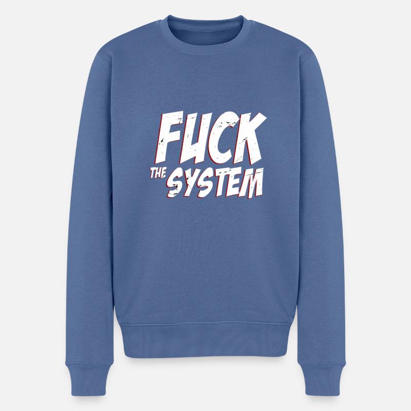 Baiser le système - Pull Premium bio Homme - bleu pigeon