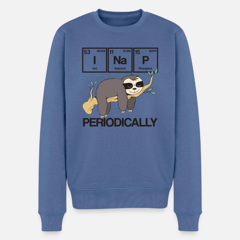 Periodensystem I Nickerchen Periodisch Sloth Geek - Männer Premium Bio Pullover - Taubenblau
