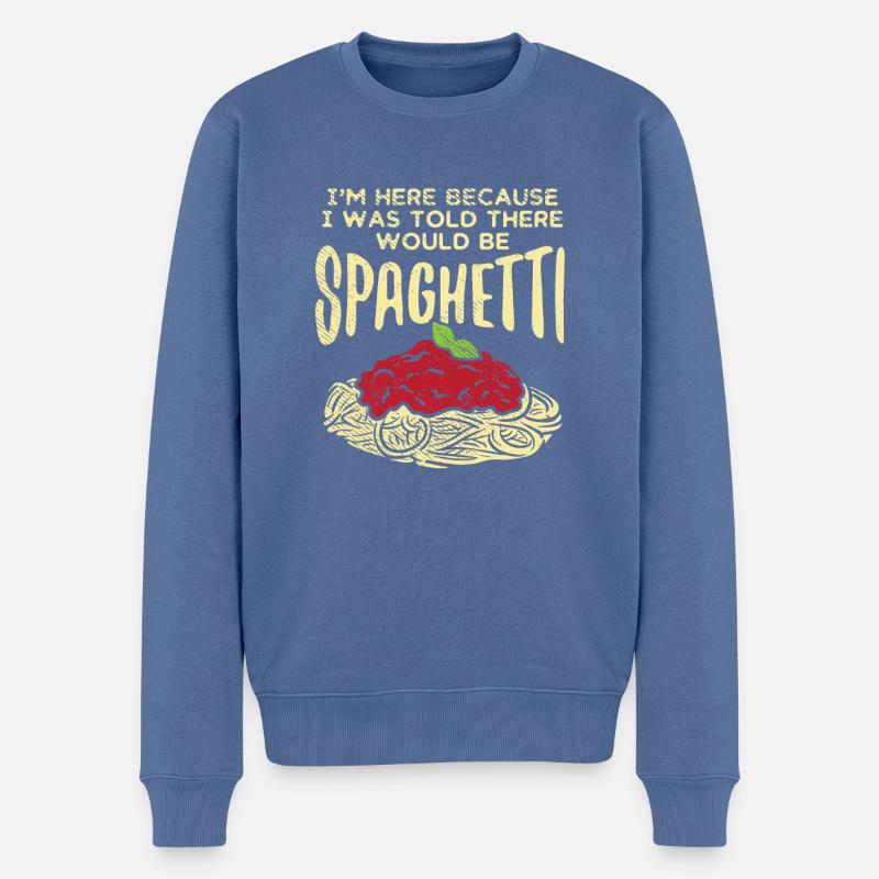 Ich bin hier wegen Spaghetti Nudel Pasta - Männer Premium Bio Pullover - Taubenblau