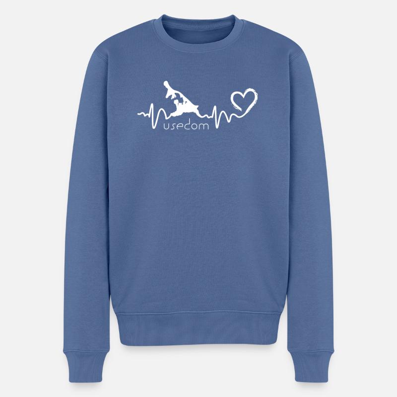 Usedom - battement de coeur (blanc) - Pull Premium bio Homme - bleu pigeon