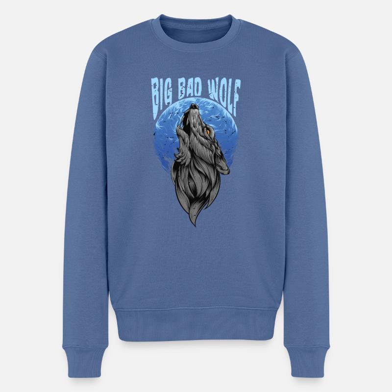 Großer böser Wolf - Männer Premium Bio Pullover - Taubenblau