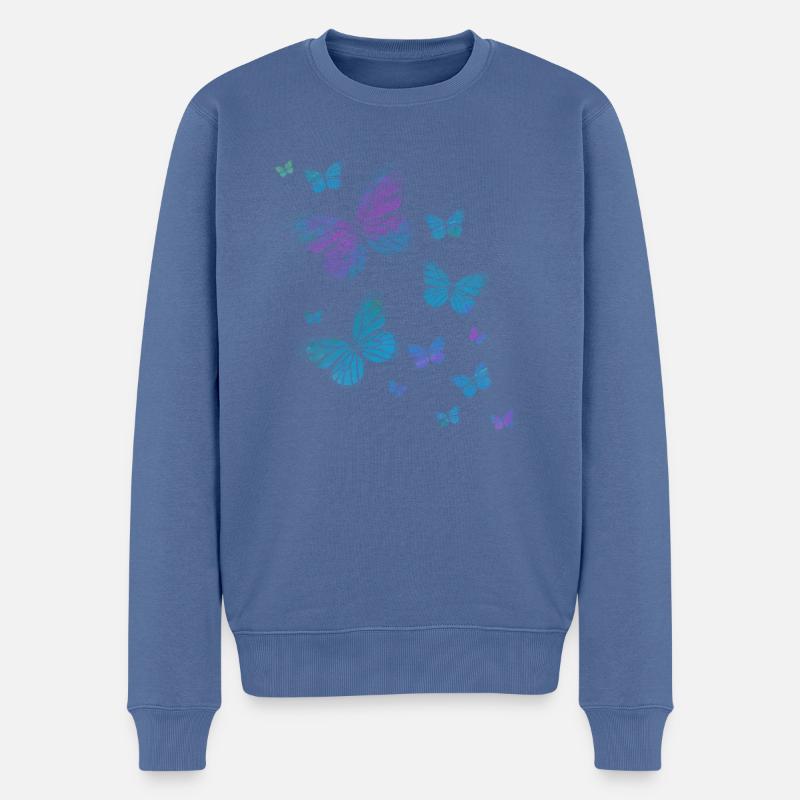 Schmetterling Schmetterling Tier bunt Farbe - Männer Premium Bio Pullover - Taubenblau