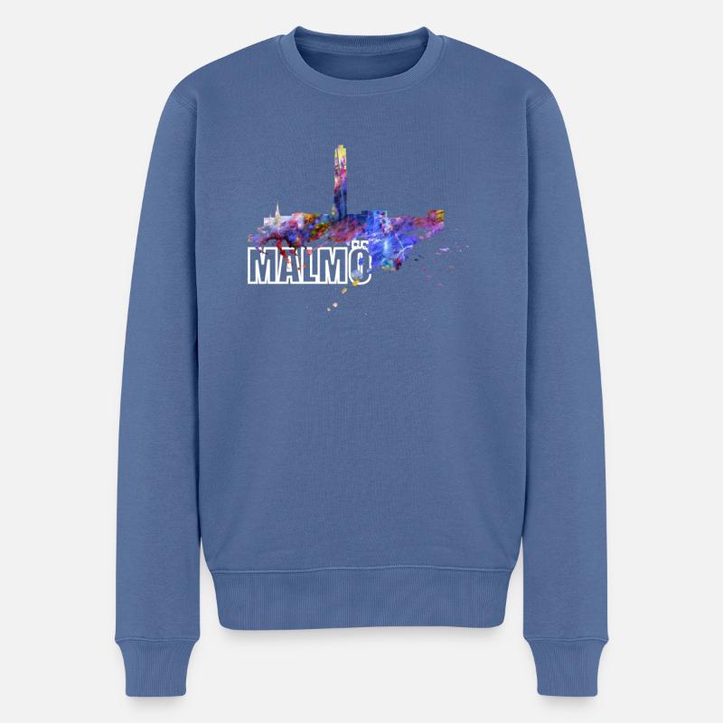 Malmö Schweden Drehentorso Malmöhus Skyline Kyrka - Männer Premium Bio Pullover - Taubenblau