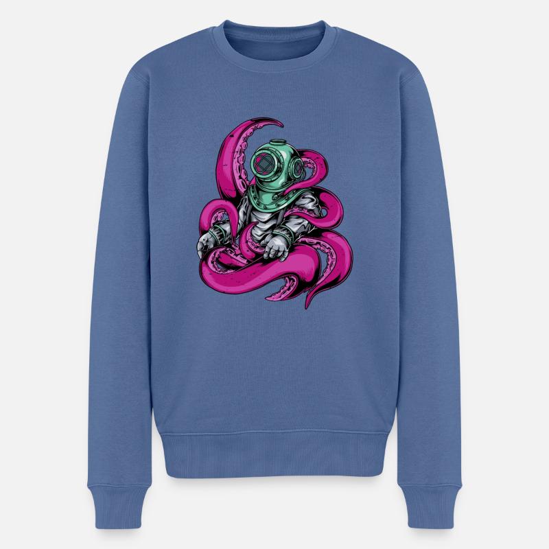 Taucher Octopus - Männer Premium Bio Pullover - Taubenblau