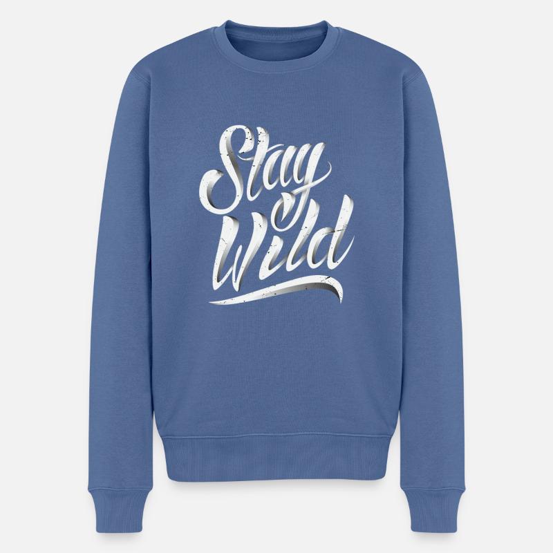 Bleib wild - Männer Premium Bio Pullover - Taubenblau