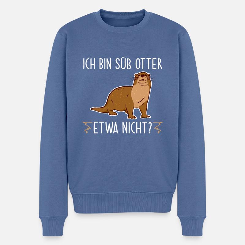 Otter Shirt - Männer Premium Bio Pullover - Taubenblau