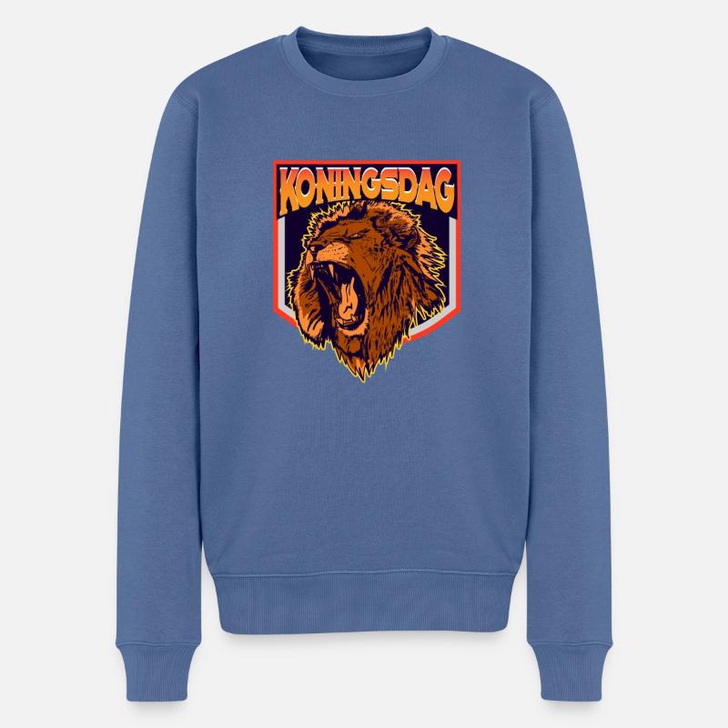 Koningsdag Löwe - Männer Premium Bio Pullover - Taubenblau