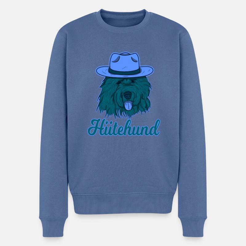 Hütehund Hund mit Hut - Männer Premium Bio Pullover - Taubenblau