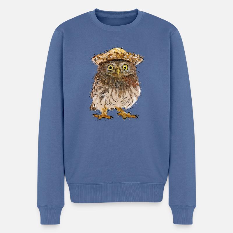 süßes owl uhu eule Vogel kautz Geschenk - Männer Premium Bio Pullover - Taubenblau